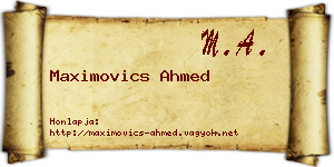 Maximovics Ahmed névjegykártya